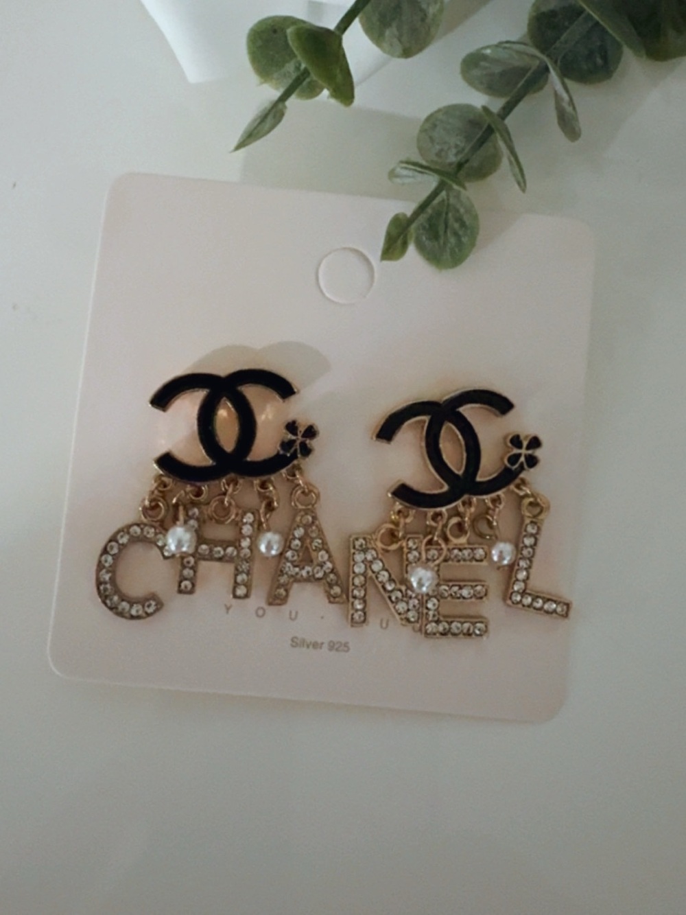 Black & Gold Logo Drop Earrings